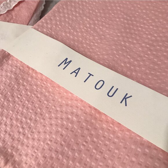 Matouk Twin Blanket Cover + Standard Sham Plisse Style 026 Pink Lace Made USA - Picture 2 of 4